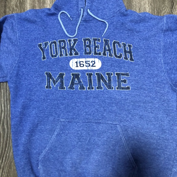 York Beach Maine 1652 Graphic Pullover Hoodie Sweatshirt Blue M Beach Souvenir - Picture 3 of 8